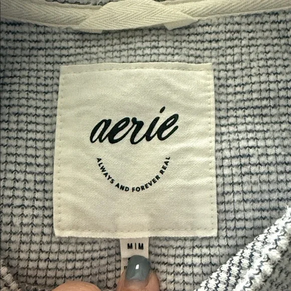 Aerie getaway waffle gray womens sweatshirt - Picture 4 of 4